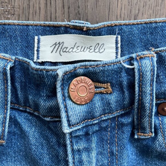 Madewell High Rise Straight Crop Jeans Size 26 Medium Wash Distressed Denim - Picture 2 of 8
